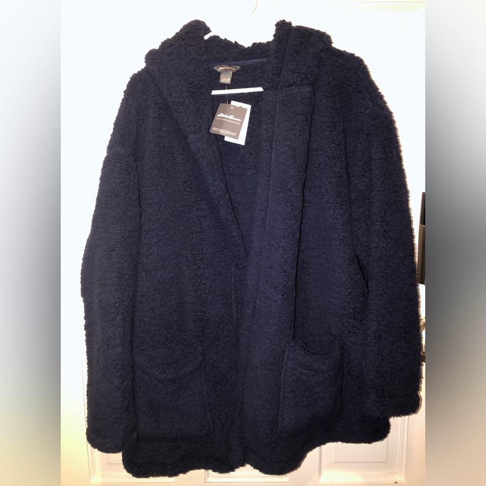 Plus Size Eddie Bauer Plush Hooded Cardigan 1X NEW